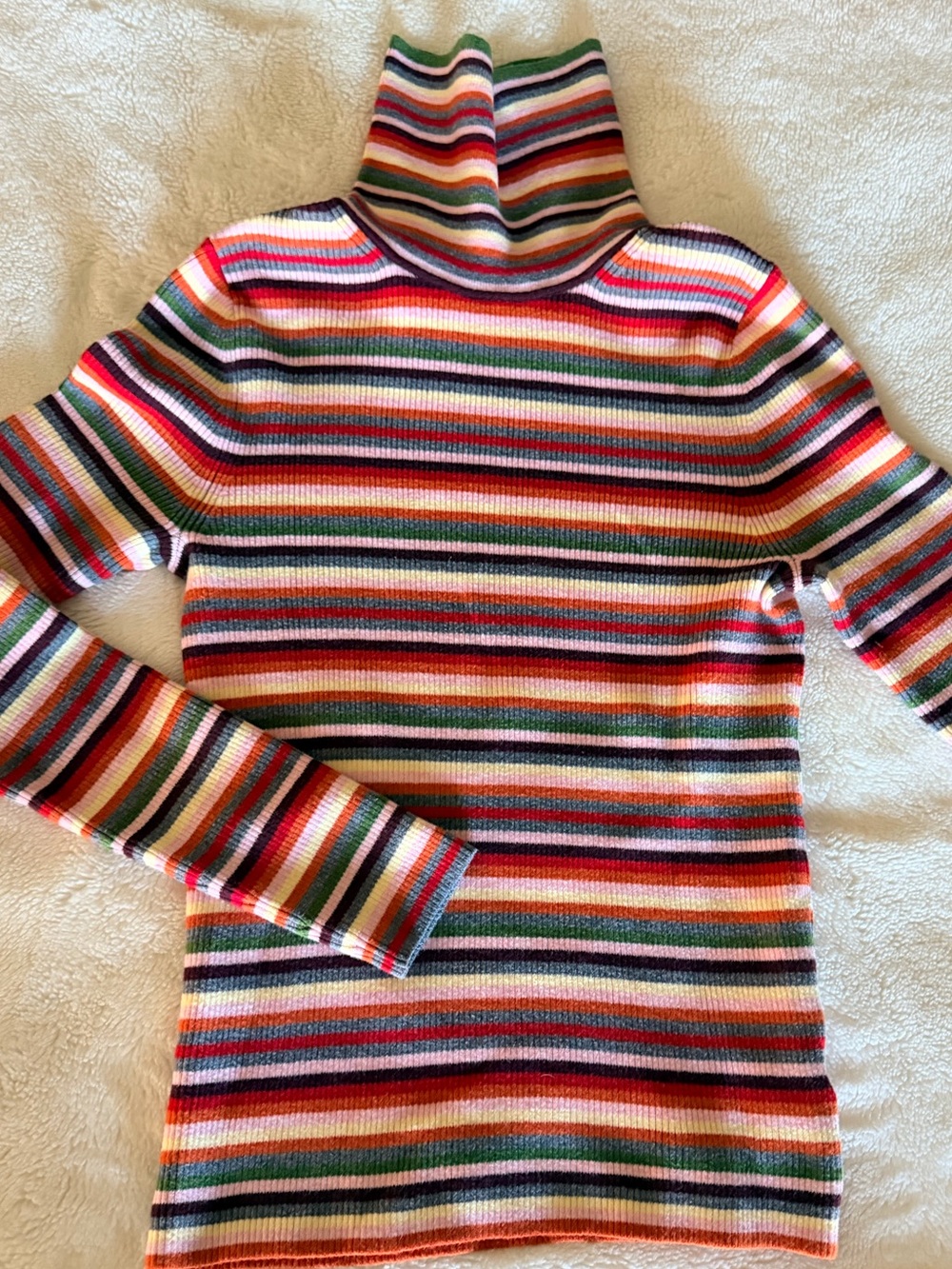 Gap Women's Cashsoft Striped Turtleneck Sweater, size medium